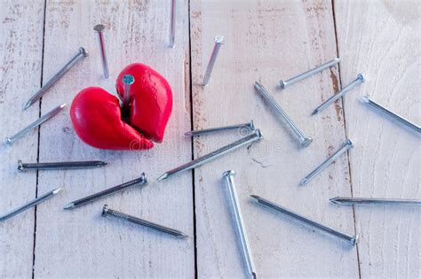 Heart Broken With Nail Stock Photo Image Of Instrument 66522300