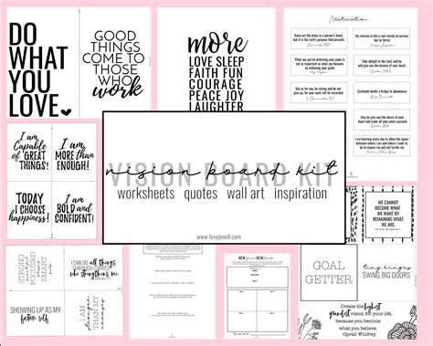 2019 Reflection Free Vision Board Printable Lovejenell Vision