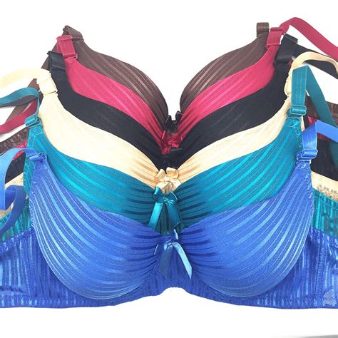 Striped Bra For Big Breasted Sexy Push Up Soutien Gorge Women Thin Cup Bralette Size 40 46 C D