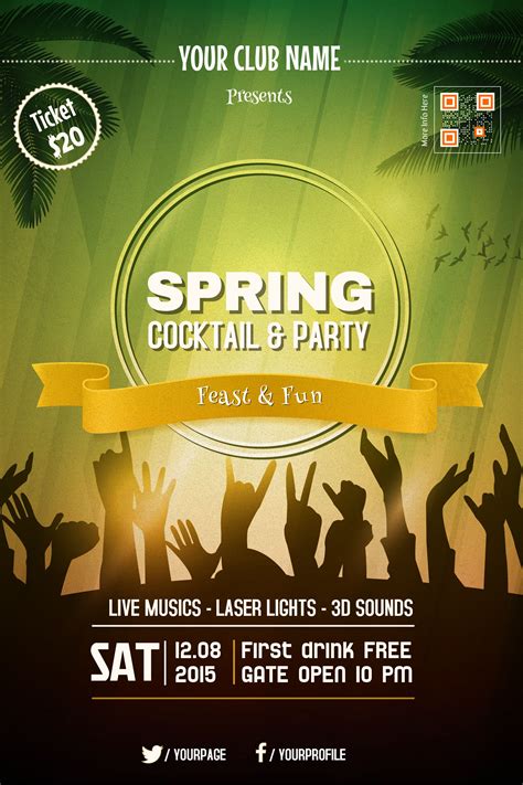 Creative Club Cocktail Party Flyer/Poster Template | Party poster, Poster template, Club poster