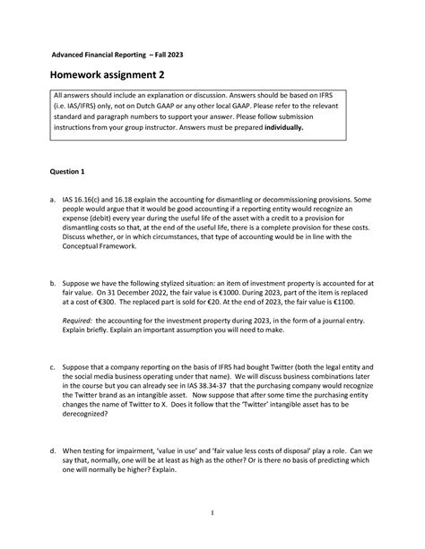 Afr 2023 Homework Assignment 2 Advanced Financial Reporting Fall 20