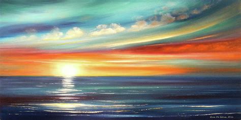 Here It Goes Panoramic Sunset Painting By Gina De Gorna Fine Art
