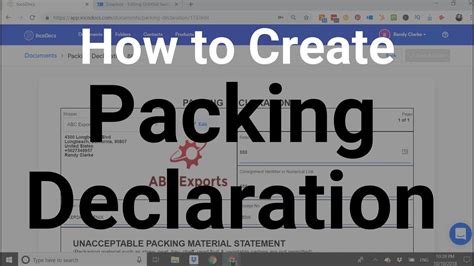 How To Create A Packing Declaration Document For Import