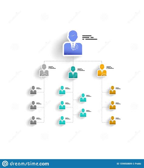 Vector Organization Chart Template With Simple Manager Icons And Place