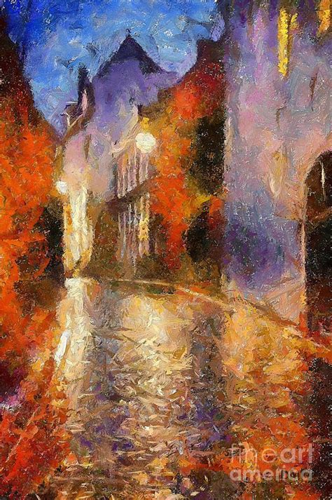 Wet Cobblestone Street Painting By Dragica Micki Fortuna Fine Art America