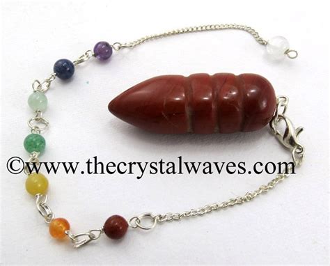 Red Jasper Egyptian Style Pendulum With Chakra Chain Beaded Bracelets
