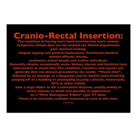 Cranio Rectal Insertion Poster Zazzle Rectal Funny Posters Poster