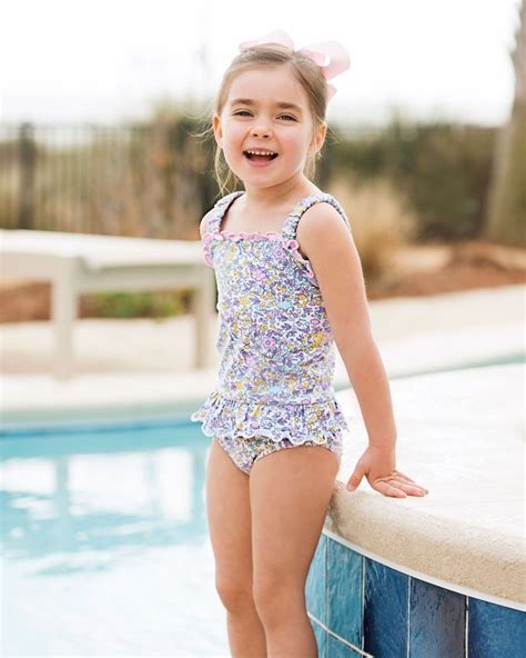 Floral Knit Swim Suit Kids Swimwear Girls Kids Swimwear Swimwear Girls