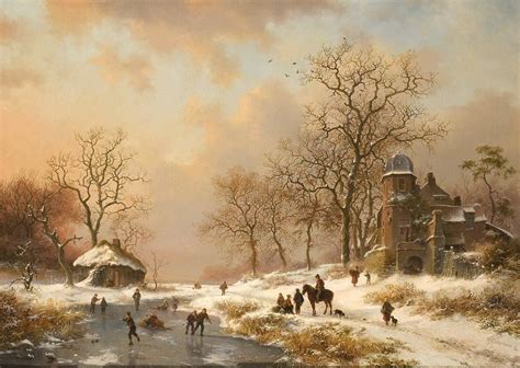 Dutch Winter Scene Artist Frederik Marinus Kruseman 1816 1882 Dutch