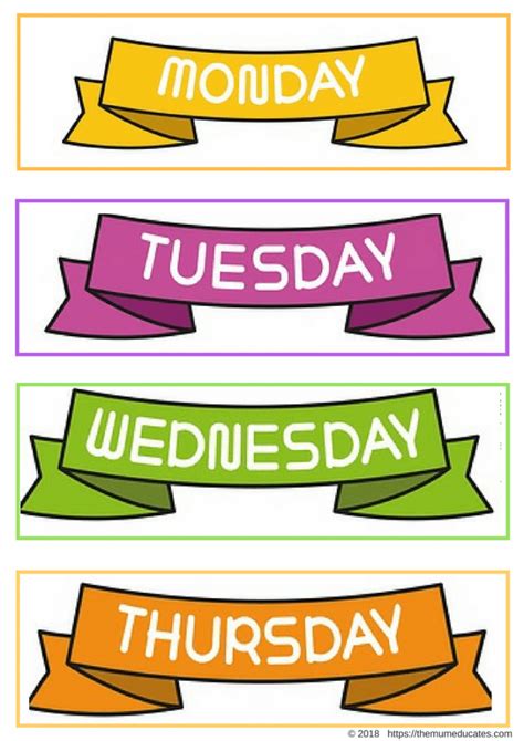 Fun Banner Days Of The Week Flashcards The Mum Educates