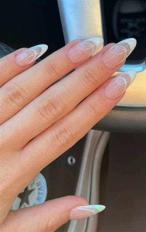 Almond Nails For A Cute Spring Update White Double French Almond Nails