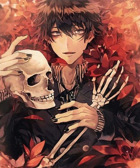 Anime Anime Boy And Skeleton Image Anime Anime Halloween Cute