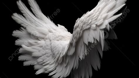 Clipped 3d Illustration Of White Angel Wings With Feathered Plumage On