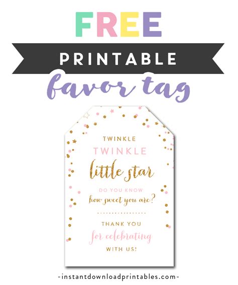 Baby shower resources and ideas. Free Printable Thank You Tags - Twinkle Twinkle Little Star - Favor Tags Baby Shower Birthday ...