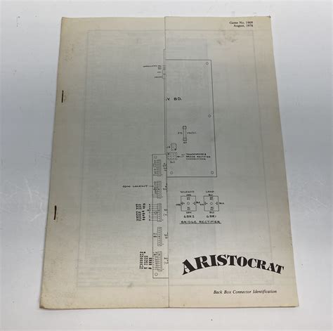 Original Williams Aristocrat Pinball Manual Wiring Diagram Schematic