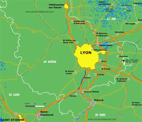 Lyon Area Map By Provence Beyond