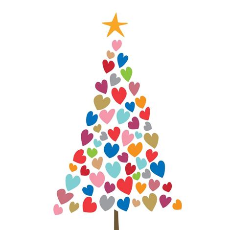 A Colorful Christmas Tree With Hearts On It