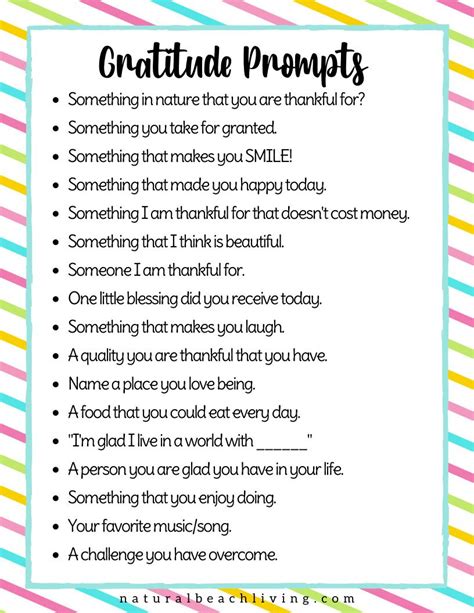 Gratitude List Ideas Printable Gratitude Prompts And Daily Journal