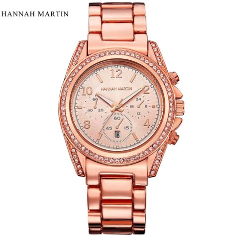 Hannah Martin Luxury Brand Watch Women Stainless Steel Diamond Quartz