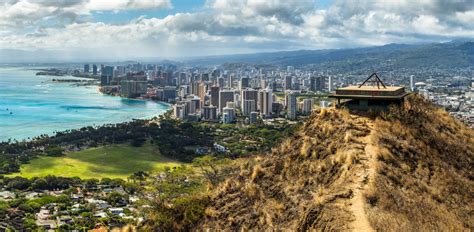 Cityscape With Buildings And Coastal Landscape In Honolulu Hawaii
