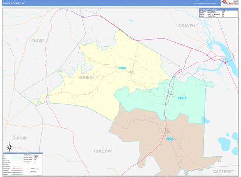 Jones County Nc Wall Map Color Cast Style By Marketmaps