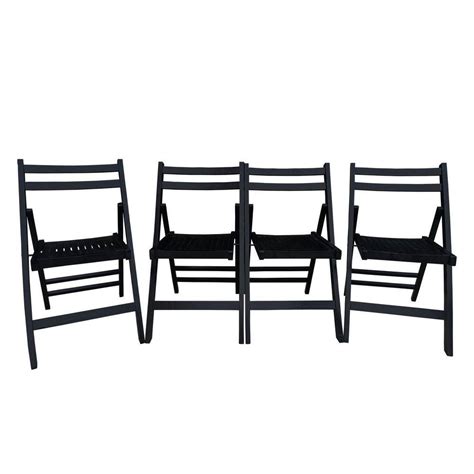 Miscool Anky Black Wood Portable Folding Lawn Chairs For Camping Set Of 4 Fchd1053509 The