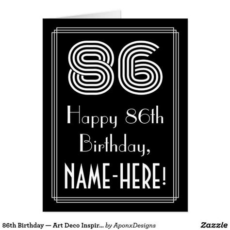 86th Birthday — Art Deco Inspired Look “86” Name Card Zazzle