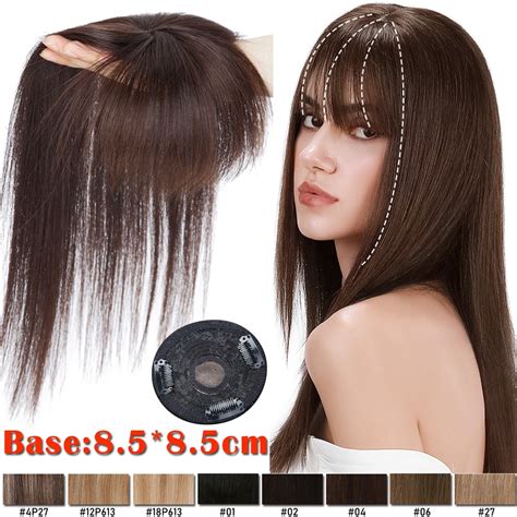 Buy Sego Clip In Hair Extensions Mono Base Human Hair Toppers With Bangs 100 Real Human Hair