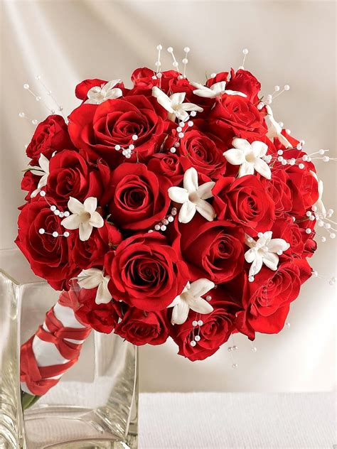 Red Roses Wedding Flowers Red Rose Bridal Bouquet Wedding Flowers