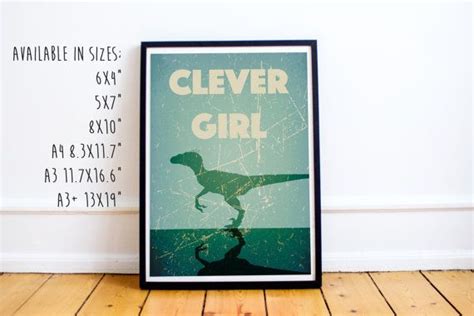 Jurassic Park Poster Clever Girl Velociraptor Etsy Jurassic Park