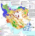 Linguistic Composition Map of Iran, Color Coded map of all languages ...