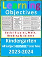 Kindergarten TEKS ALL Learning Objective Cards Posters/ 4 Subjects ...