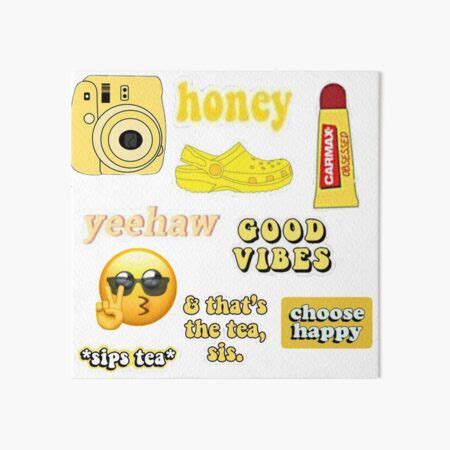 Yellow VSCO Aesthetic Sticker Pack Art Board Print By Shauna220