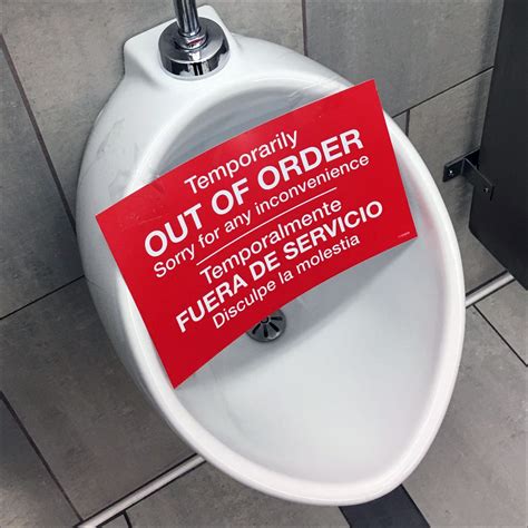 Urinal Only Temporarily Out Of Order Urinal Out Of Order Sign Restroom