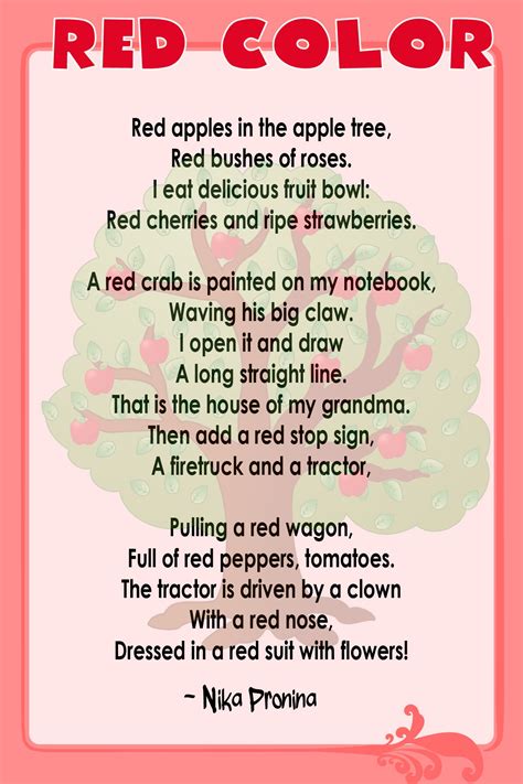 Red Color A Poem By Nika Pronina Printable Inspirational Quotes