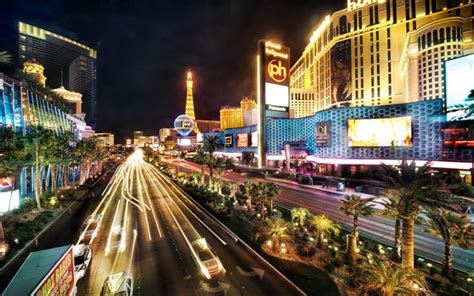 Wallpaper Las Vegas City Night Buildings Road Lights Illumination