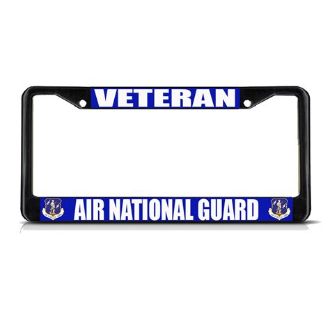 Veteran Air National Guard Air Force Black Metal License Plate Frame Border