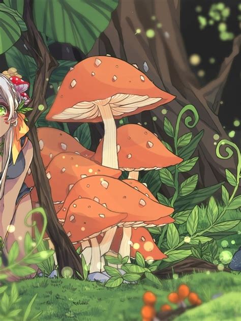 Anime Landscape Anime Girl Forest Mushroom For Apple Ipad Mini