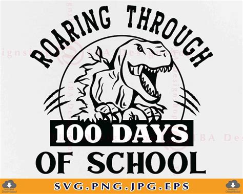 Roaring Through 100 Days Of School Svg 100 Days Dinosaur Etsy