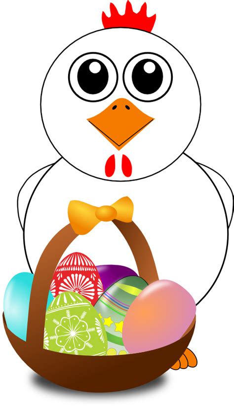 Funny Chicken With A Basket Full Of Easter Eggs Clipart I2clipart