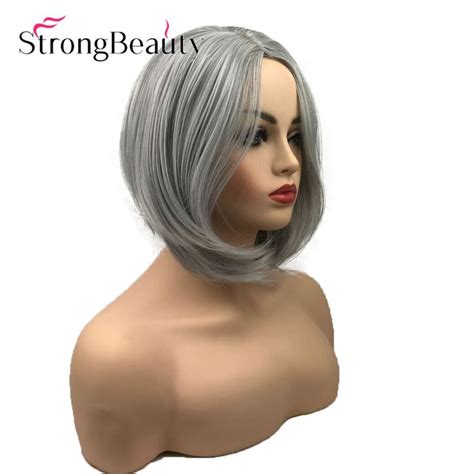Short Straight Bob Grey Wig Synthetic Hair Wig Cosplay Party Wigs For