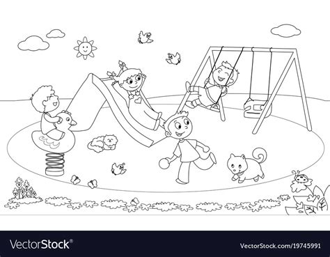 Learn How To Draw And Color A Playground For Kids Col