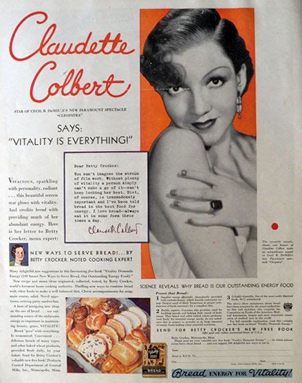 1934 Betty Crocker Bread Book Ad ~ Claudette Colbert Vintage Baking Ads Bread Recipe Book