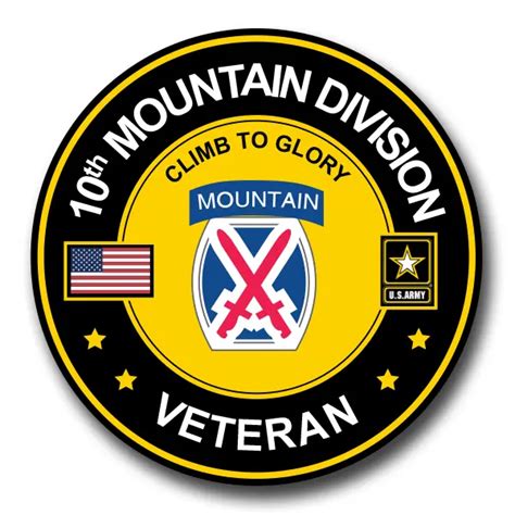 10th Mountain Division Veteran Decal Officially Licensed Us Army 895