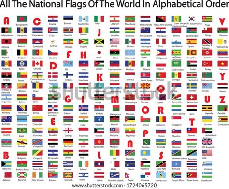 World National Flags Alphabetical Order Stock Vector Royalty Free