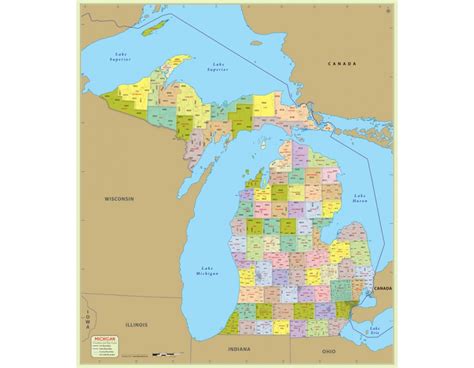 Buy Michigan Zip Code With Counties Vinyl Map Free Nude Porn Photos