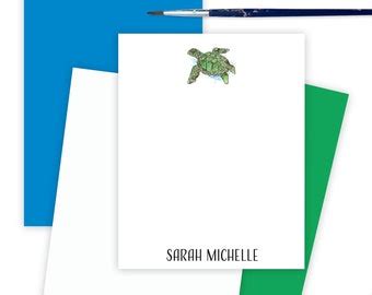 Sea Turtle Note Cards Set Of With Matching Envelopes Etsy