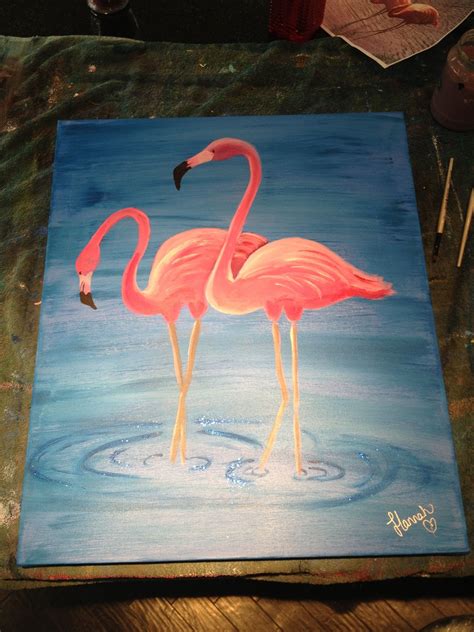 Flamingo Painting By Me X Simple Acrylic Paintings Canvas Painting