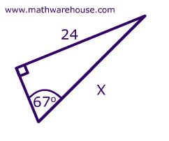 Since we know 1 side and 1 angle of this triangle, we will use sohcahtoa. Find the Side Length of A Right Triangle