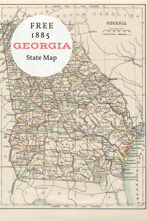 Georgia State Wall Art Decor 1823 Vintage Map Reprint Printed Or